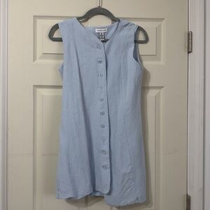 Casual Sleeveless Button-Front Dress - Light Blue